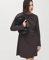 Mango Women's Draped Neck Long-Sleeved Dress