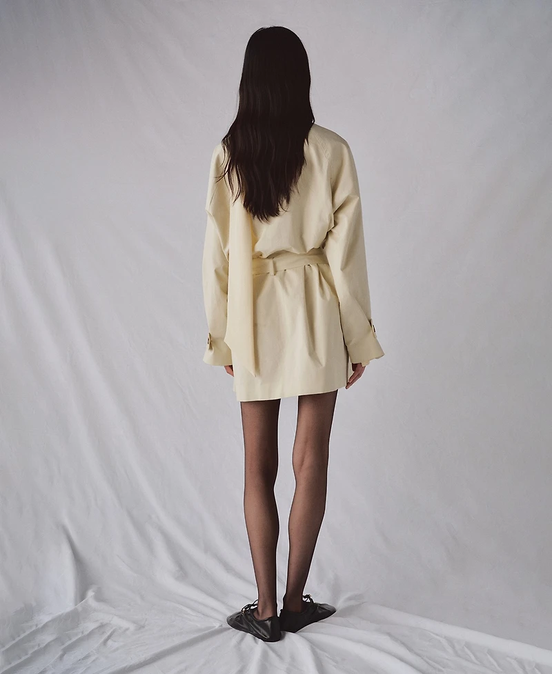 Mango Women's Funnel Neck Belt Trench Coat