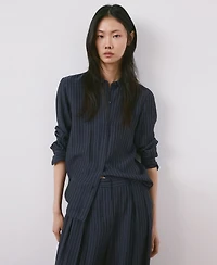 Mango Women's Pinstripe Wide Leg Pants