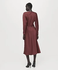 Mango Women's Belted V-Neck Dress