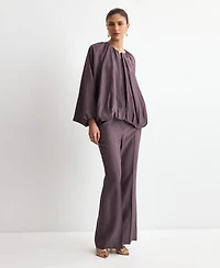 Mango Women's Straight Mid-Rise Pants