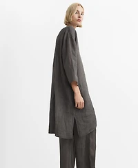 Mango Women's Ramie Overdyed Effect Pants