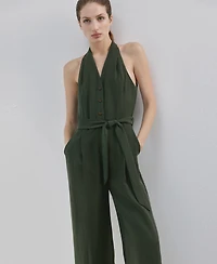 Mango Women's Halter-Neck Belt Jumpsuit