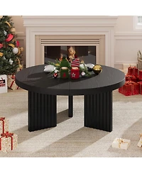 gaomon Round Coffee Table, Coffee Table for Living Room, Wood Center Table, Small Space