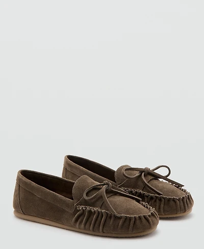 Mango Women's Gathered Suede Moccasins