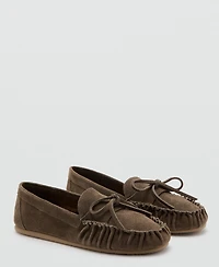 Mango Women's Gathered Suede Moccasins