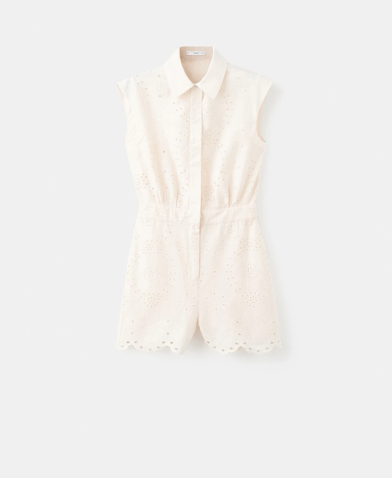 Mango Women's Embroidered Cutwork Romper