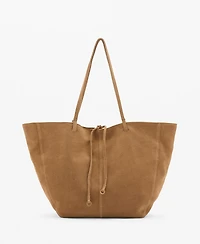 Mango Women's Bow Detail Suede Shopper Bag