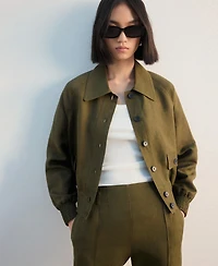 Mango Women's High-Waist Linen Shorts