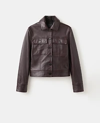 Mango Women's Buttoned Leather Jacket