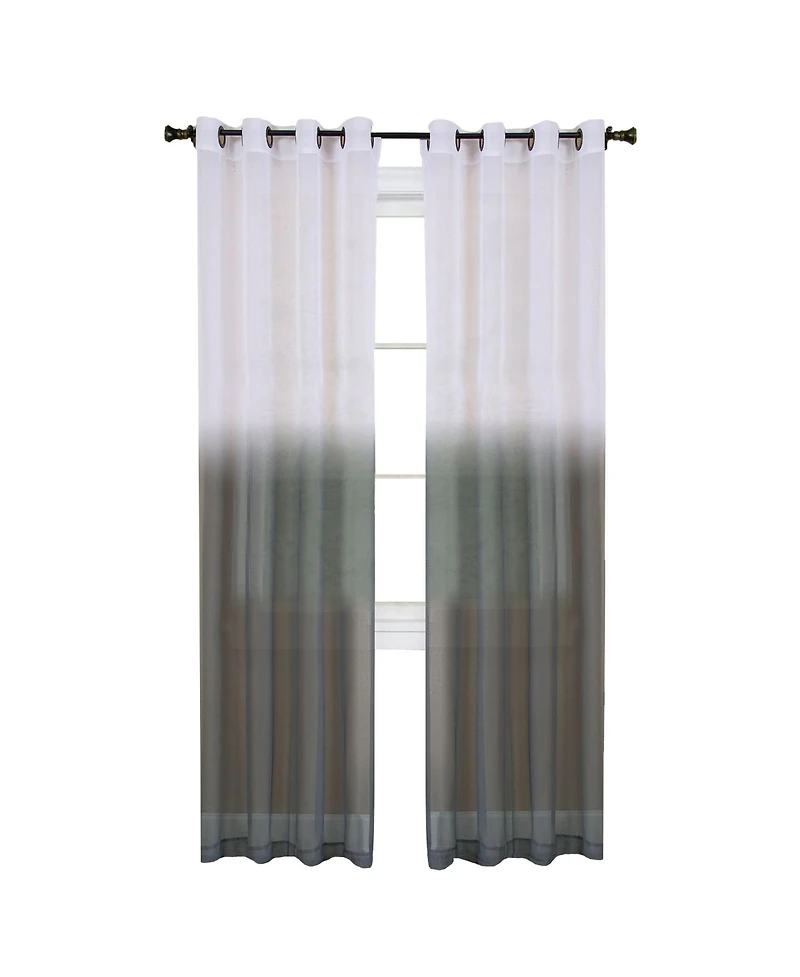 Kate Aurora Tropical Living Semi Matte Sheer Ombre Chic Grommet Top Window Curtains - 52 in. W x 84 L
