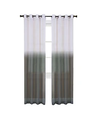 Kate Aurora Tropical Living Semi Matte Sheer Ombre Chic Grommet Top Window Curtains - 52 in. W x 84 L