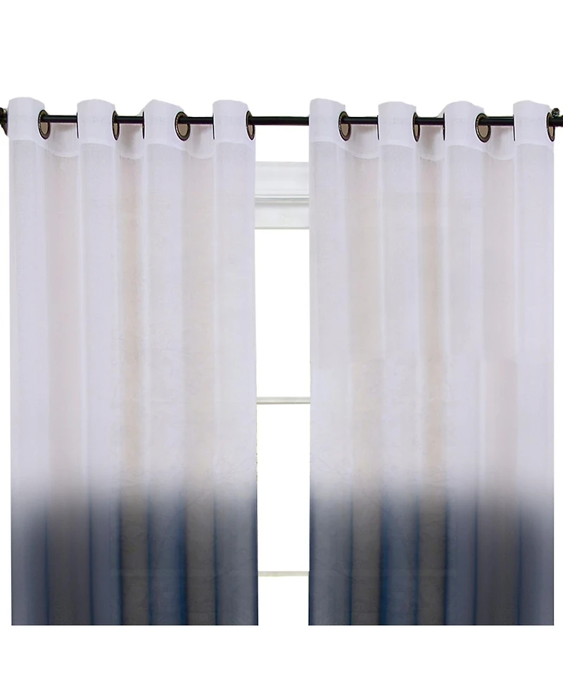 Kate Aurora Tropical Living Semi Matte Sheer Ombre Chic Grommet Top Window Curtains - 52 in. W x 84 L