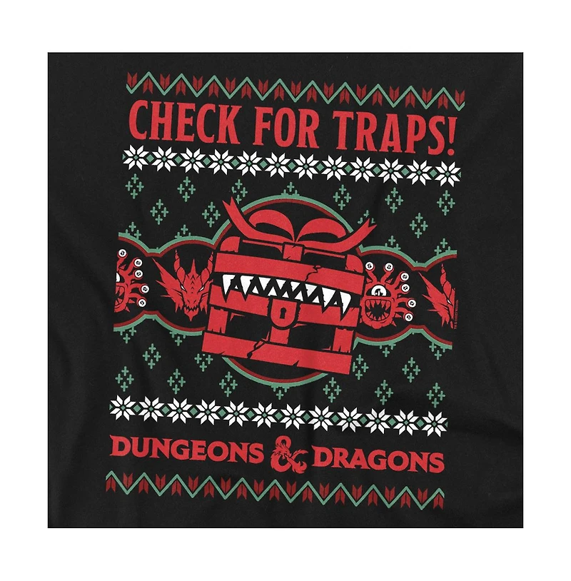 D&D Men's Dungeons And Dragons Check For Traps Ugly Christmas T-Shirt