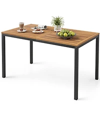 Gymax Set Of 4 Patio Furniture Set Acacia Wood & Metal Frame Umbrella 1 table