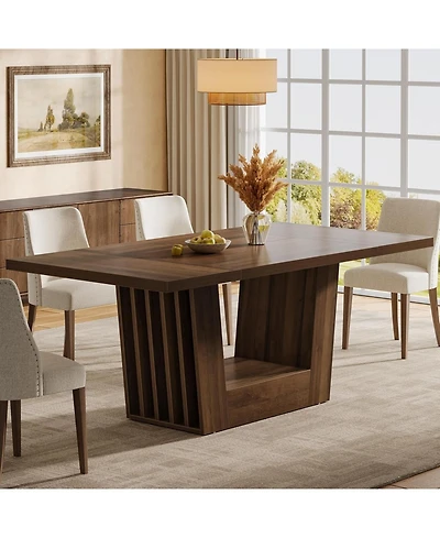 Tribesigns 63-Inch Dining Table for 4-6, Farmhouse Rectangular Kitchen Dinner Table, Wood Dining Room Furniture