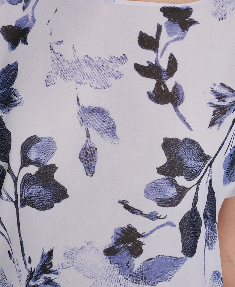 Calvin Klein Petite Crew Neck Short-Sleeve Top