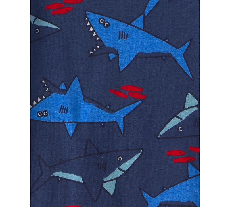 Carter's Boys' Toddler 2T-5T Short-Sleeve T-Shirt and Snug-Fit Shorts, 4-Piece Pajama Set