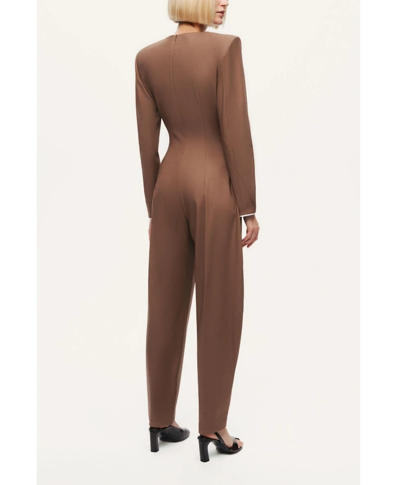 Nocturne Women's Sculpted-Shoulder Crew-Neck Jumpsuit