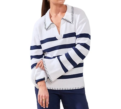 Tribal Women's Striped Polo Sweater
