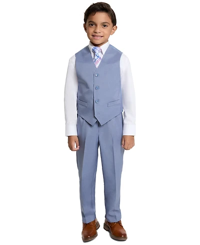 Haggar Boys' 4T-7 V-Neck Vest, Pants, Long-Sleeve Shirt and Tie, 4-Piece Set