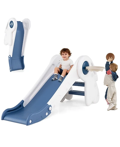 Mecale 3-in-1 Toddler Slide Climber Playset with Basketball Hoop and Ball