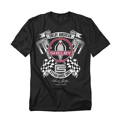 Mustang Men's Shelby Cobra Piston Chequered T-Shirt