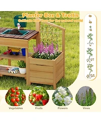 Mecale Kids Play Kitchen Set, Wooden Kitchen Playset Chef Pretend Mud Kitchen for Role-Playing Fun