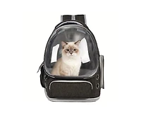 Breathable Transparent Pet Carrier Bag for Cats & Small Dogs – Portable Space Capsule with Zipper, Black, Ideal for Travel & Outdoor Adventures