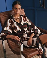 Lauren Ralph Women's Equestrian-Print Twill Midi Shirt Dress