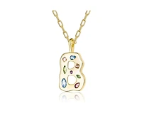Genevive Unique 14K Gold Plated Multifaceted Cz Initial Pendant Necklace