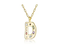 Genevive Unique 14K Gold Plated Multifaceted Cz Initial Pendant Necklace