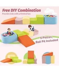 Mecale 5-Piece Climb and Crawl Playset with Ball Pit for Kids