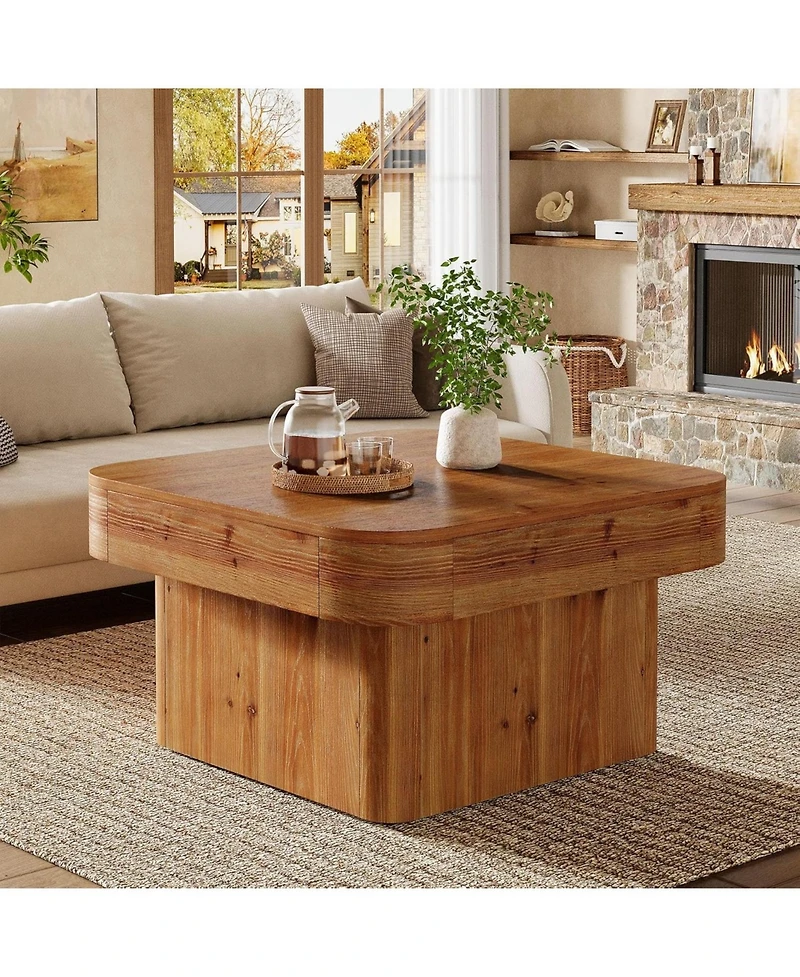 Tribesigns 31.5'' Solid Wood Coffee Table, Farmhouse Square Coffee Table
