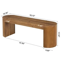 Tribesigns 55" Solid Wood Entryway Bench, Upholstered Bedroom Bench with Faux Lamb Wool, Dining Bench