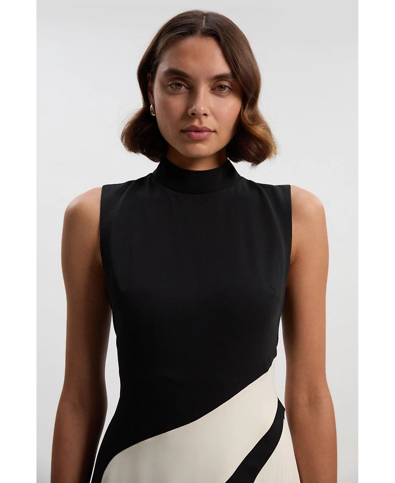 Karen Millen Women's High Neck Pleated Midi Dress