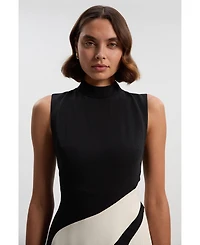 Karen Millen Women's High Neck Pleated Midi Dress