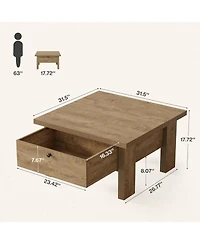 Tribesigns Coffee Table for Living Room, 31.5" Square Coffee Table with Storage for Small Spaces