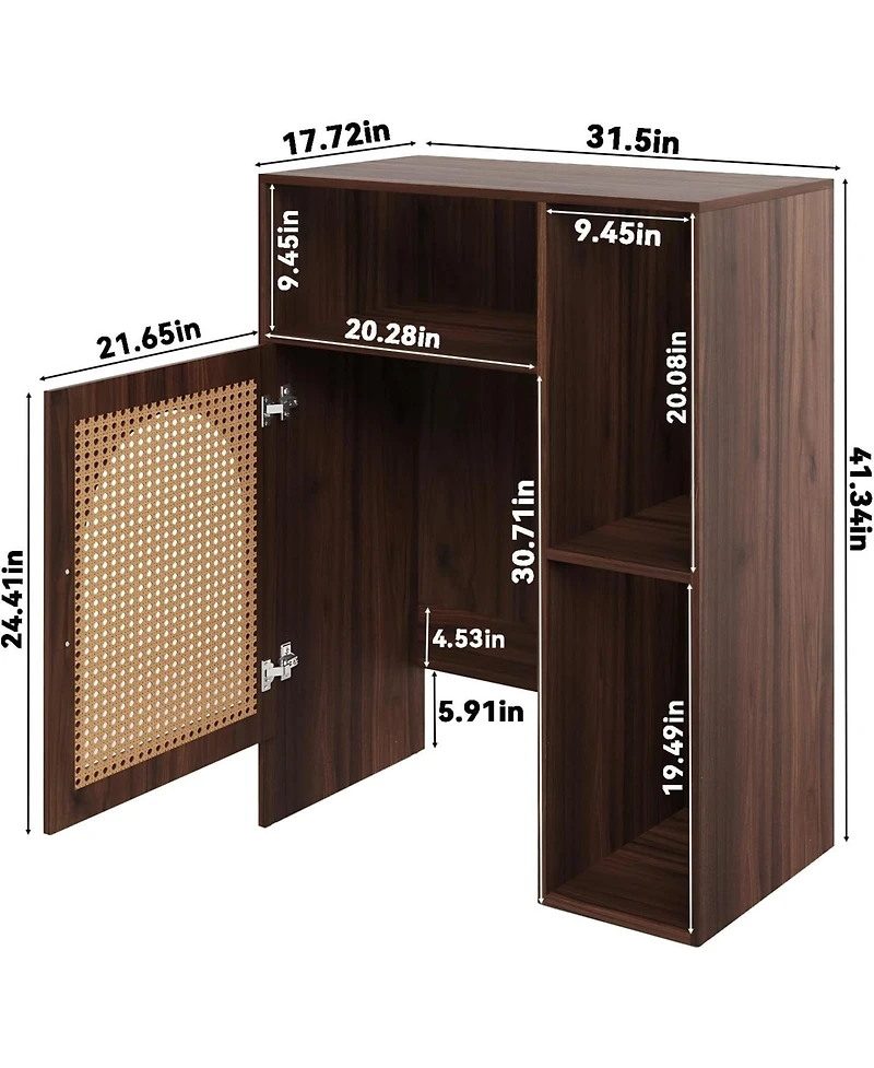 Tribesigns 41.34" H Robot Vacuum Storage Cabinet Side Table, Multi Tier Farmhouse End Cabinet for Living Room, Small Corners