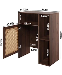 Tribesigns 41.34" H Robot Vacuum Storage Cabinet Side Table, Multi Tier Farmhouse End Cabinet for Living Room, Small Corners