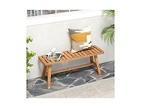 Slickblue Set of 2 Acacia Wood Outdoor Garden Benches with Slatted Seats