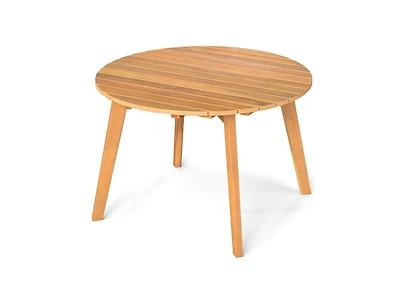 Slickblue Outdoor Round Side Table in Acacia Wood with Slatted Design