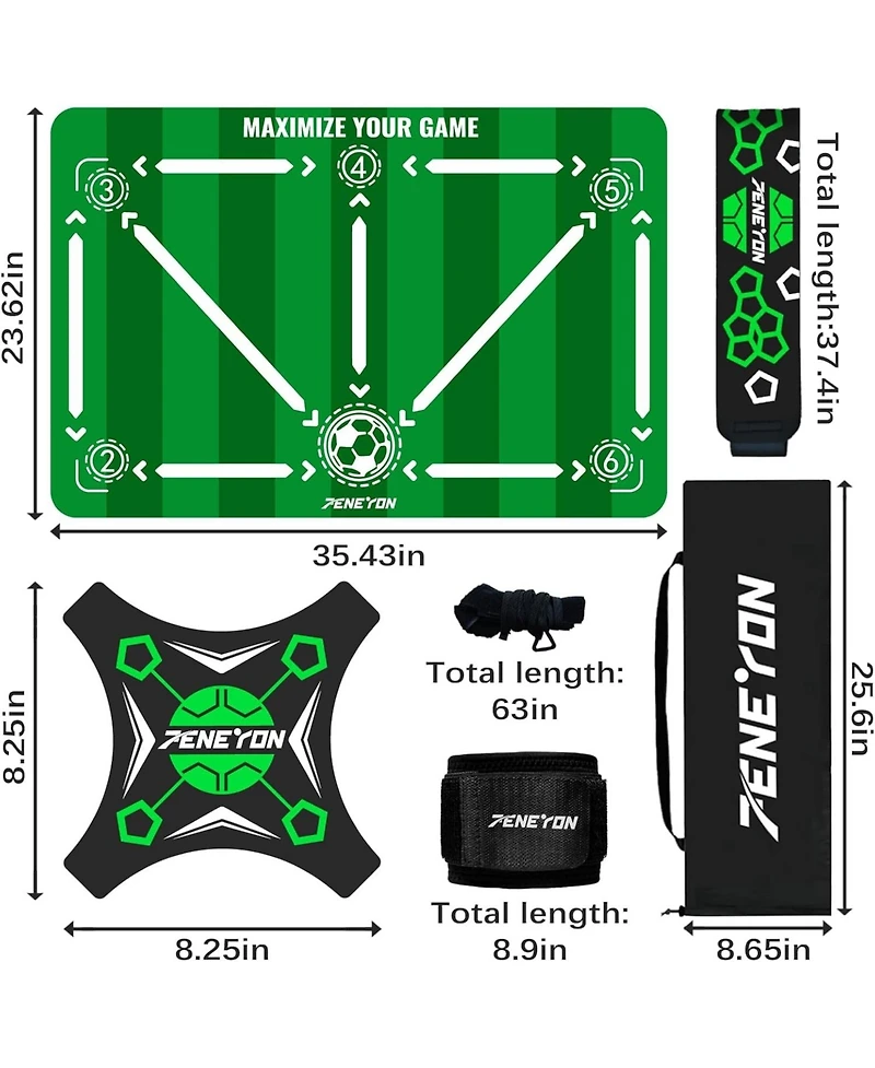 peneyon Soccer Training Mat with Adjustable Trainer – Non-Slip Soccer Equipment for Kids & Youth to Boost Speed, Strength & Coordination