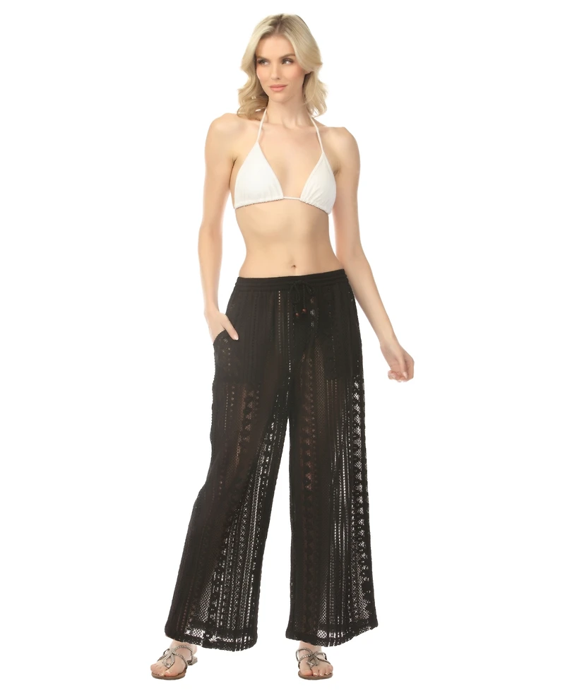 Raviya Women's Crochet Pull-On Cover-Up Pants
