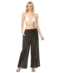 Raviya Women's Crochet Pull-On Cover-Up Pants