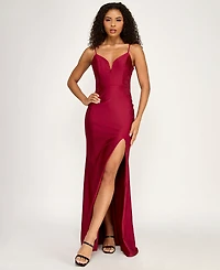 Say Yes Women's Lace-Up Appliques Long Dress