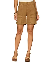 Democracy Petite Skyrise Double Button Flap Patch Pocket Cargo Shorts