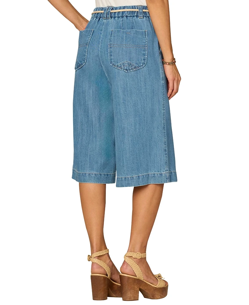 Democracy Petite Skyrise Relaxed Fit Rope Tie-Belt Denim Shorts