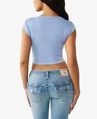 True Religion Women's V-Notch Rib T-Shirt