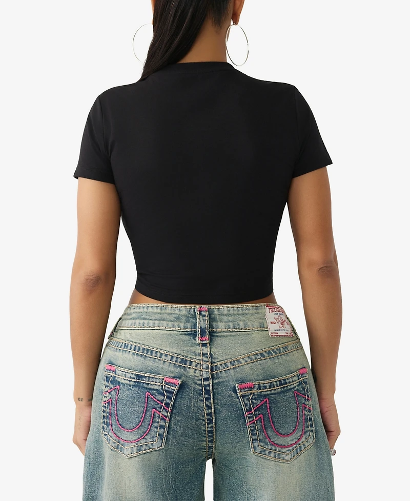 True Religion Women's Crystal Snake Baby T-Shirt